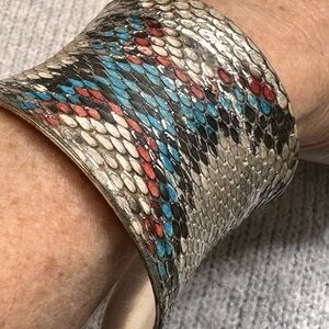 Rustic Cuff Multicolor Snake Skin wide cuff boho statement Bracelet